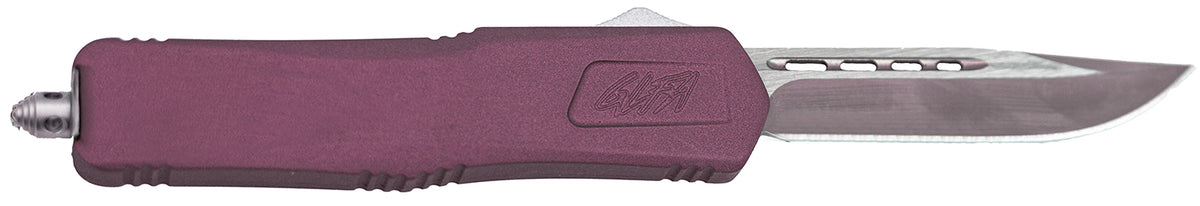 Great Lakes Firearms GLKMDSMTCHY GLFA Medium OTF Knife 3.50" Steel Blade, Black Cherry Cerakote Aluminum Handle