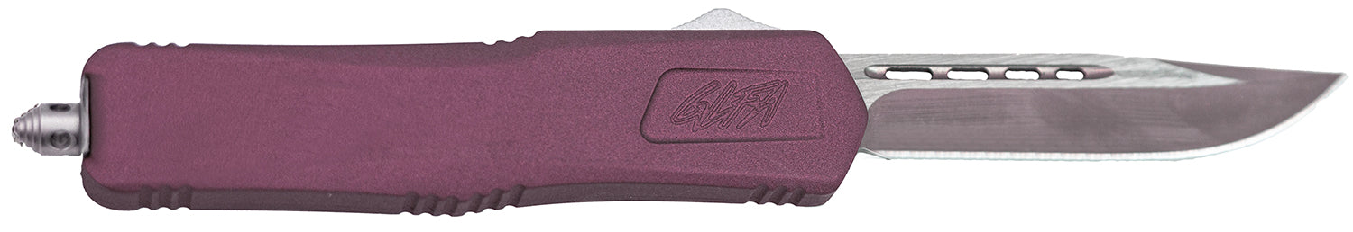 Great Lakes Firearms GLKMDSMTCHY GLFA Medium OTF Knife 3.50" Steel Blade, Black Cherry Cerakote Aluminum Handle