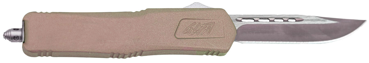 Great Lakes Firearms GLFA Medium OTF Knife 3.50" Plain Steel Blade with Flat Dark Earth Cerakote Aluminum Handle