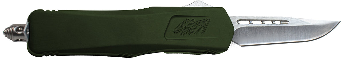 Great Lakes Firearms GLFA Medium OTF Knife 3.50" Plain Steel Blade with OD Green Cerakote Aluminum Handle