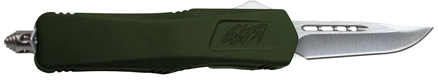 Great Lakes Firearms GLFA Medium OTF Knife 3.50" Plain Steel Blade with OD Green Cerakote Aluminum Handle