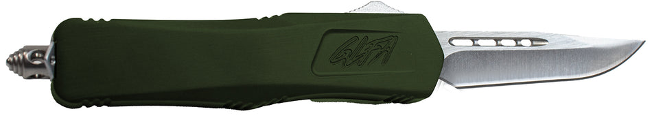 Great Lakes Firearms GLFA Medium OTF Knife 3.50" Plain Steel Blade with OD Green Cerakote Aluminum Handle