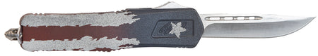 Great Lakes Firearms GLFA Medium OTF Knife 3.50" Plain Steel Blade with American Flag Cerakote Aluminum Handle