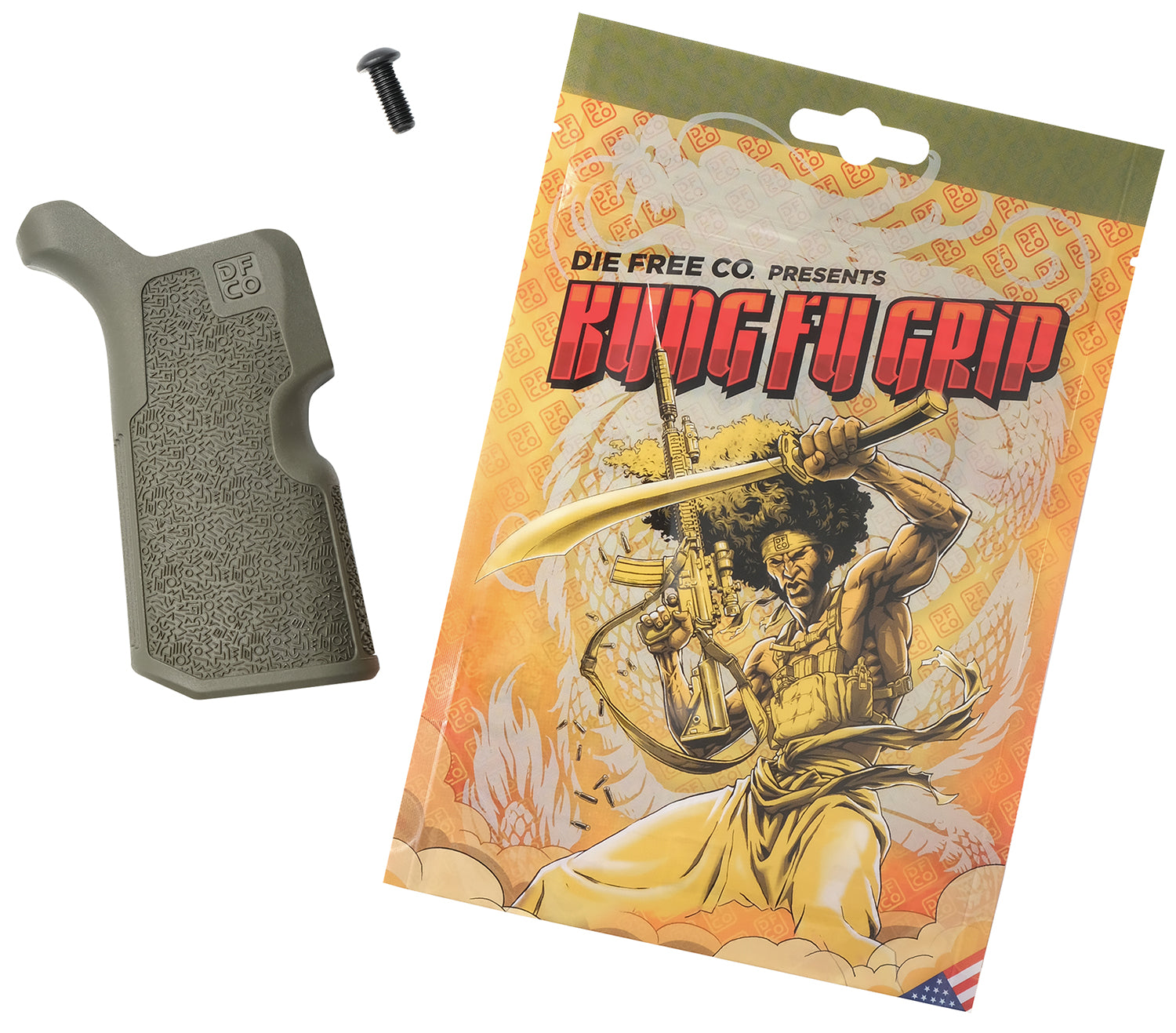 Die Free Co KFGODG Kung Fu Grip Olive Drab Nylon for AR15/M4/AR10/SR25