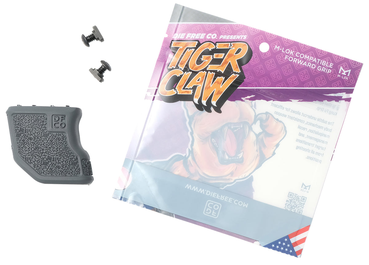 Die Free Co TCMLOKGRY Tiger Claw Gray Nylon Angled Fore Grip for M-Lok