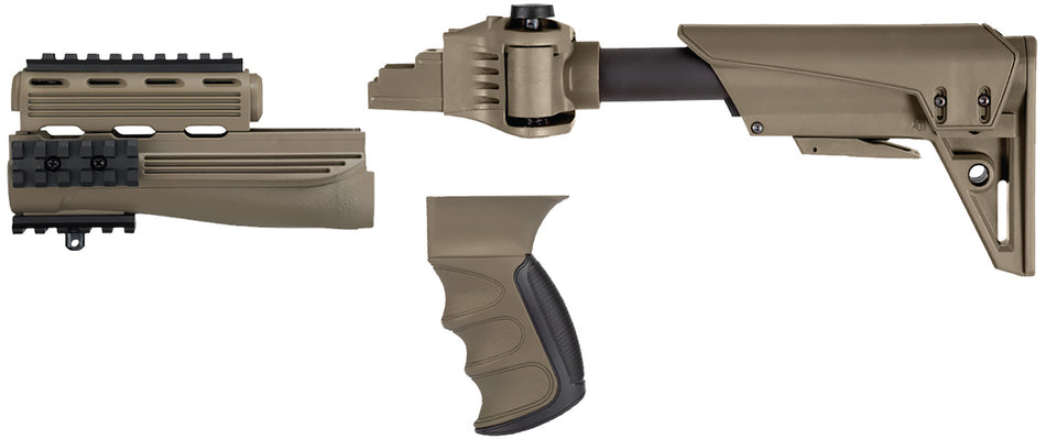 ATI Outdoors S-Force GEN2 Flat Dark Earth 6-Position Adjustable Side-Folding Stock with X2 Recoil System for AK-47