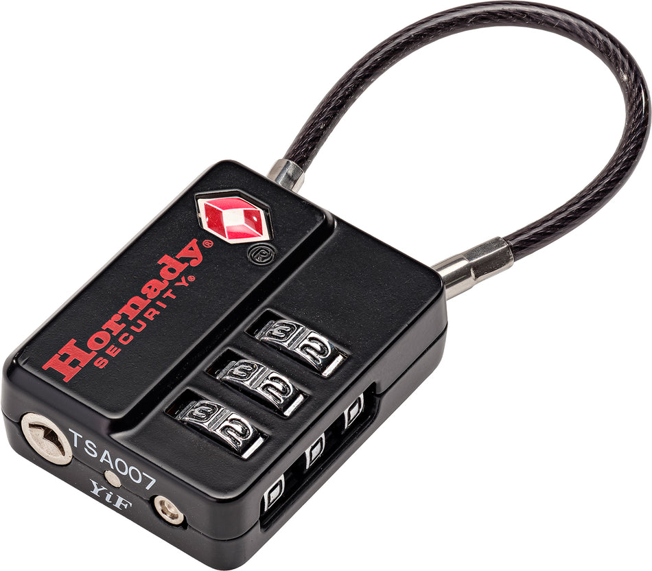 Hornady 96023 Flex Micro TSA Cable Lock 3-Dial Combination Black Aluminum