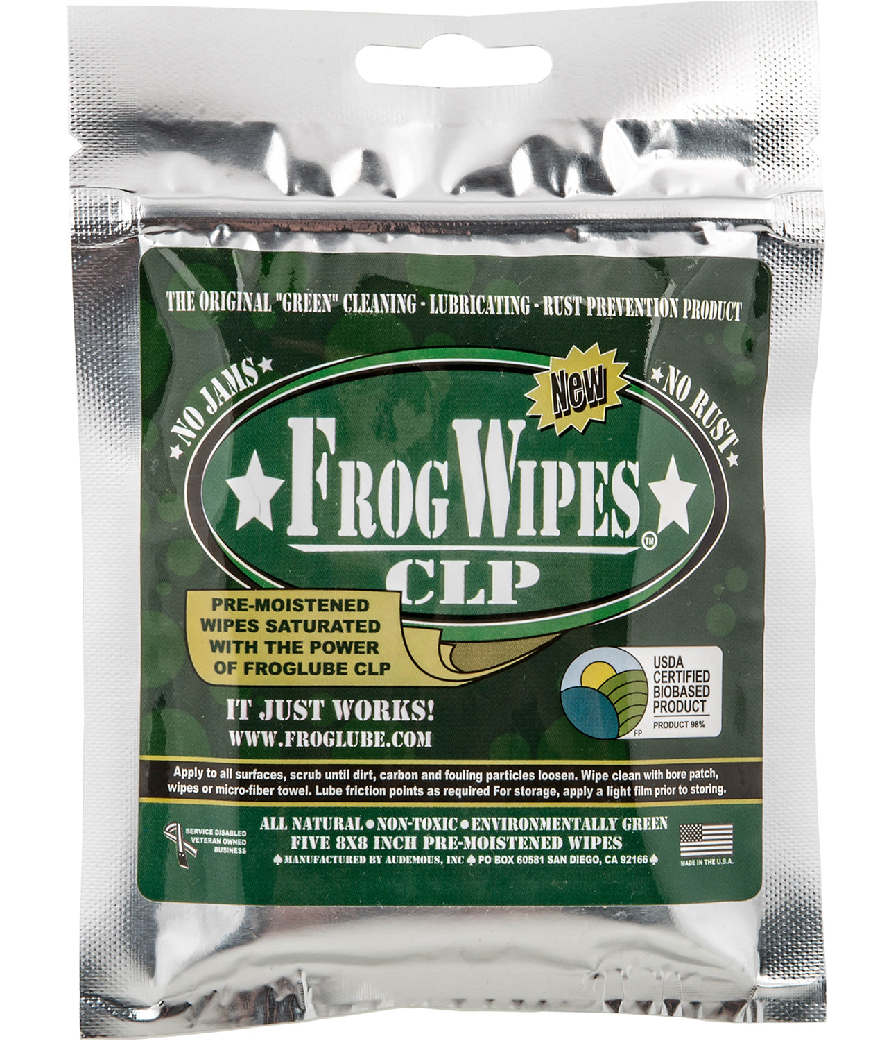 FrogLube 14936 Frog Wipes Ziplock Bag 5-Pack Cleaning Wipes