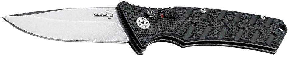 Boker Plus 01BO457 Strike Auto Pocket Knife 3.35" Drop Point Black D2 Blade Aluminum Handle