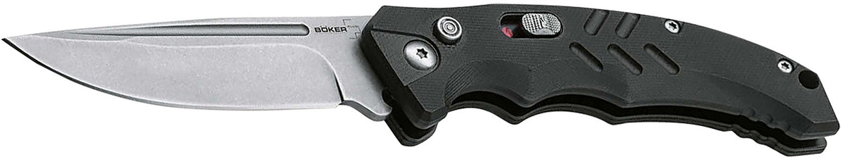 Boker Plus 01BO482 Intention II Folding Auto Knife Drop Point Plain D2 Blade Black G10 Handle