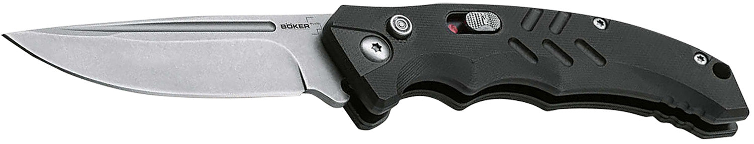 Boker Plus 01BO482 Intention II Folding Auto Knife Drop Point Plain D2 Blade Black G10 Handle