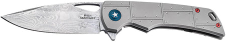 Boker Plus 01BO910DAM P-51 Damast 3.35" Drop Point Damascus Blade Titanium Handle