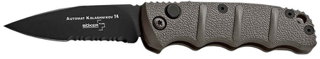 Boker Plus 01KALS96 Kalashnikov 2.52" Drop Point Plain/Serrated Black D2 Blade Gray Aluminum Handle