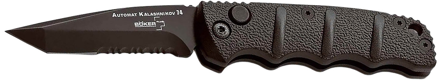 Boker Plus 01KALS98 Kalashnikov Pocket 2.52" Tanto Plain D2 Steel Blade Black Aluminum Handle