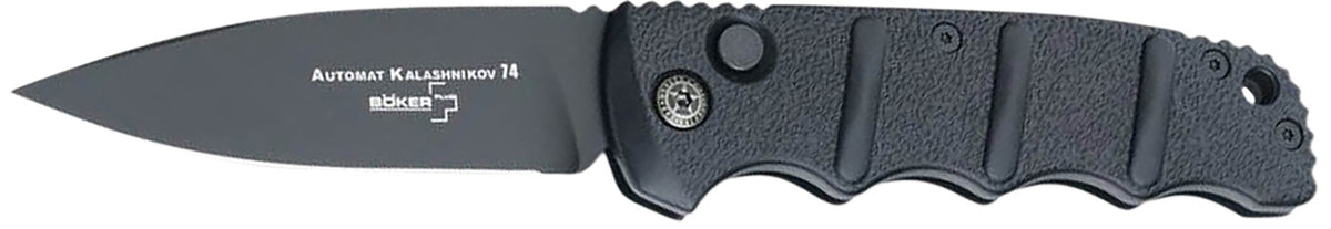 Boker Plus 01KALS99 Kalashnikov Pocket 3.35" Plain D2 Steel Blade Black Aluminum Handle Auto Knife
