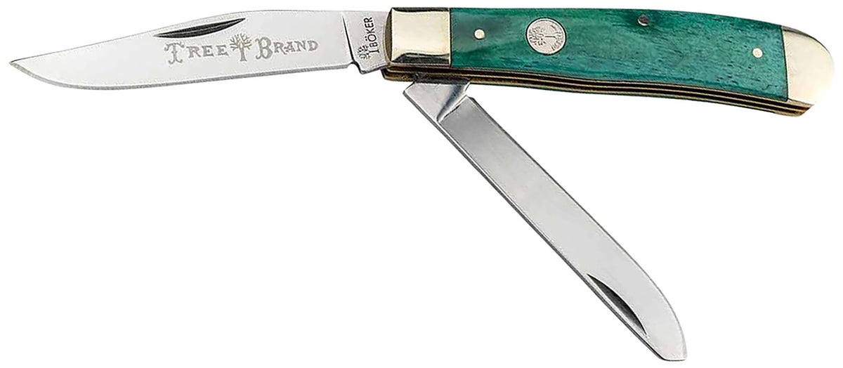 Boker 110829 Trapper 2.0 Pocket Knife D2 Steel Clip Point/Spey Blade Smooth Green Bone Handle