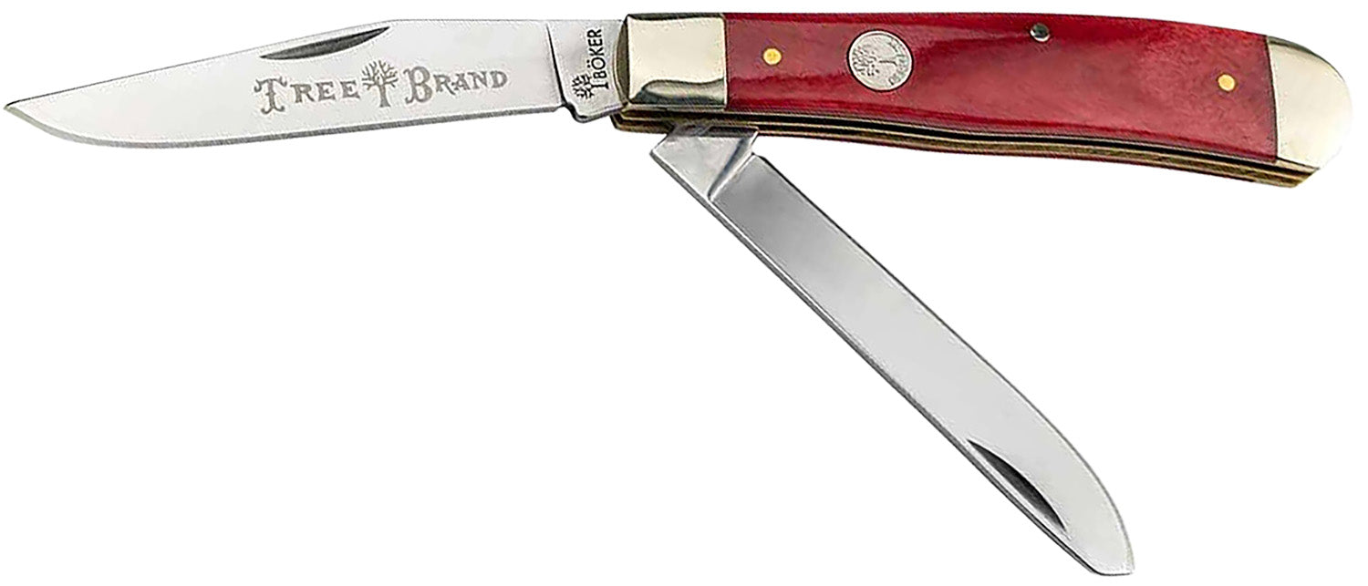 Boker 110830 Trapper Pocket Knife D2 Steel Plain Blade Smooth Red Bone Handle