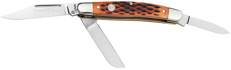 Boker 110852 Stockman Traditional Medium Pocket Knife D2 Steel Clip/Sheepsfoot/Spey Blade Brown Jigged Bone Handle