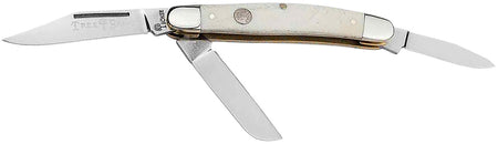 Boker 110854 Stockman Traditional Medium Pocket Knife D2 Steel Clip/Sheepsfoot/Spey Blade Smooth White Bone Handle
