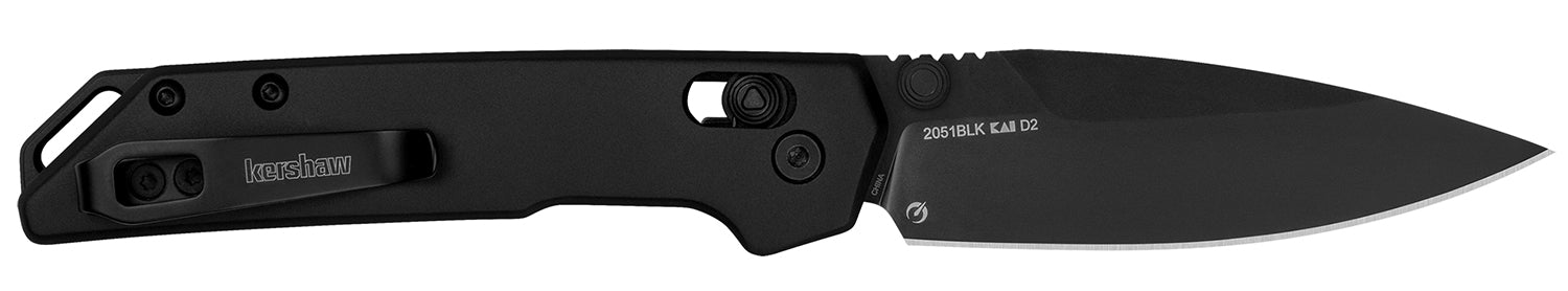 Kershaw 2051BLK Mini Iridium 3" Folding Knife Spear Point Stonewashed D2 Blade, Ice Blue Anodized Aluminum Handle