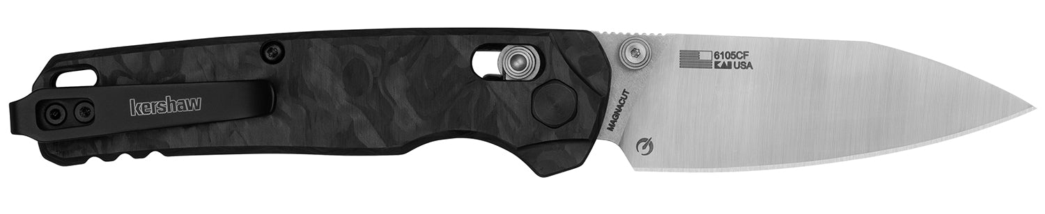 Kershaw 6105CF Bel Air Folding Knife Reverse Tanto Blackwash CPM MagnaCut Blade, Bright Nickel Cerakote Aluminum Handle