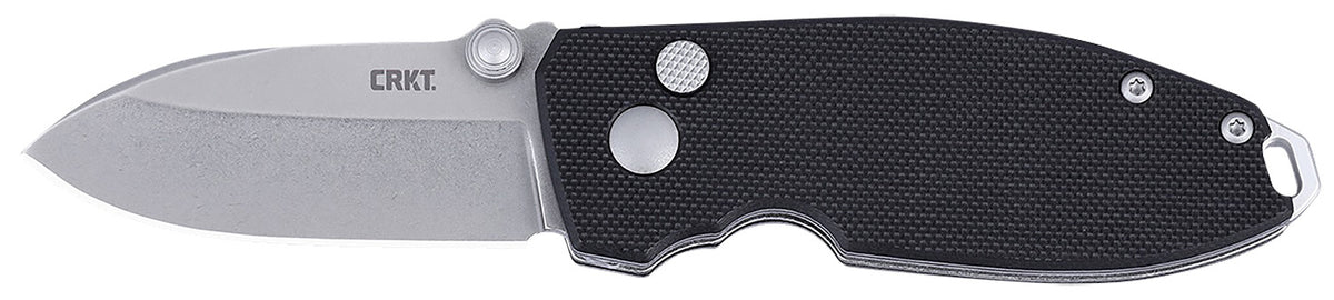 CRKT 2474 SQUID EDC Folding Knife 2.27" Plain Stonewashed D2 Steel Blade, Black G10 Handle