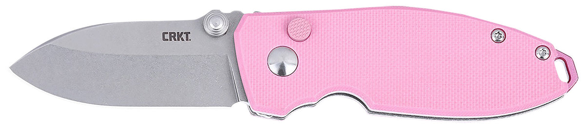 CRKT 2474P SQUID EDC Folding Knife 2.27" Plain Stonewashed D2 Steel Blade, Pink G10 Handle