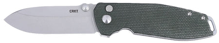 CRKT 2495GR SQUID XM Folding Knife 2.95" Stonewashed D2 Steel Blade, Green Micarta Handle