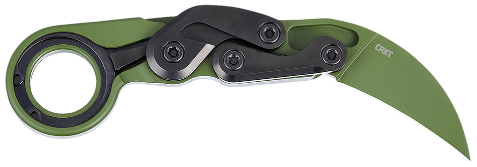 CRKT 4040BG Provoke Folding Karambit 2.41" Bright Green Cerakote D2 Steel Blade, Green Aluminum Handle