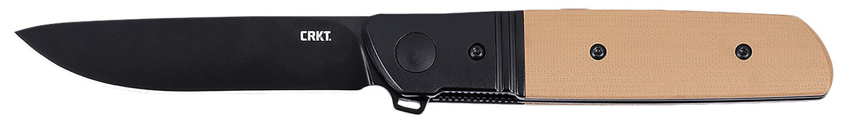 CRKT 5720B Bamboozled Folding Knife 3.34" Black Oxide D2 Steel Blade, Bronze/Black G10/SS Handle