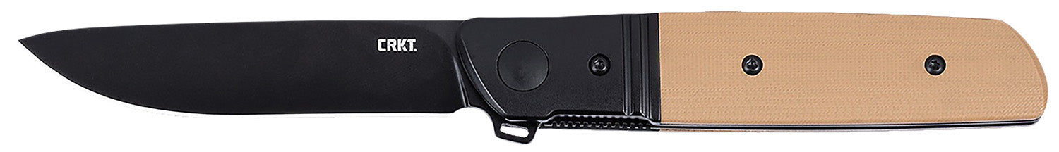 CRKT 5720B Bamboozled Folding Knife 3.34" Black Oxide D2 Steel Blade, Bronze/Black G10/SS Handle