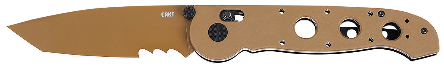 CRKT M16-14XD Folding Knife 3.97" Tanto Part Serrated FDE TiNi 1.4116 SS Blade, FDE G10 Handle
