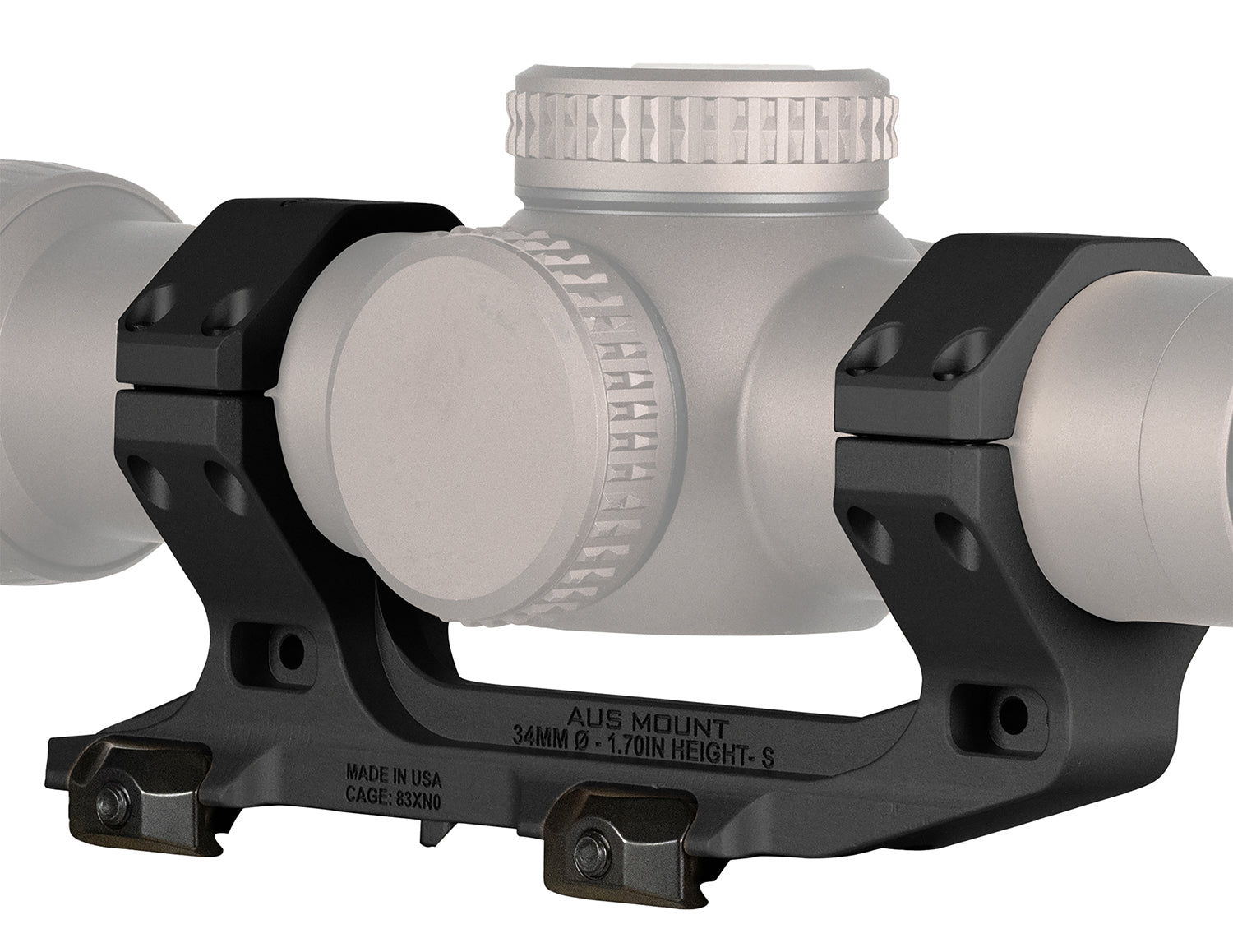 Reptilia 100240 AUS Optic Mount Black 34mm 1.70" Bore Height Picatinny Rail