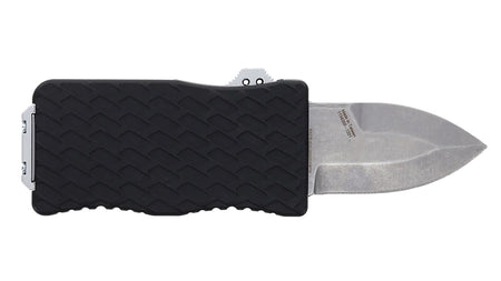 Schrade Uproar Automatic Mini 1.90" OTF Dagger Plain Satin D2 Steel Blade Black Textured Aluminum Handle