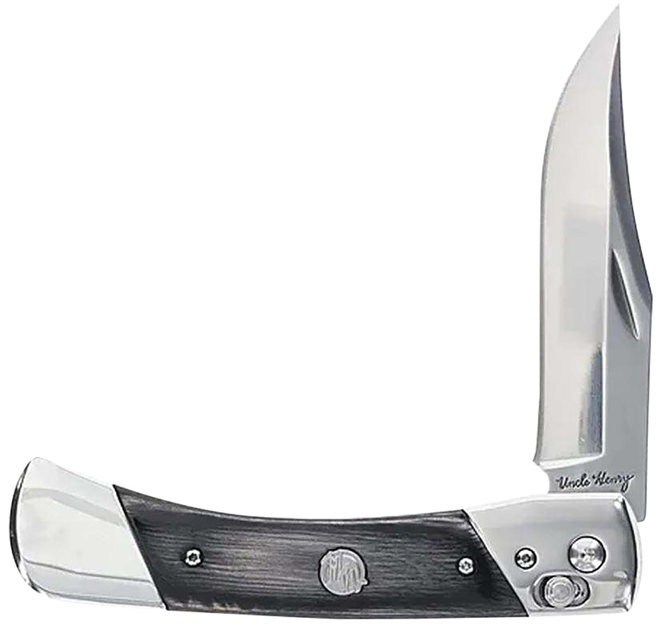 Uncle Henry 1222013 Bear Paw 3.80" Folding Knife, 7Cr17MoV SS Blade, Black/SS Wood Laminate Handle