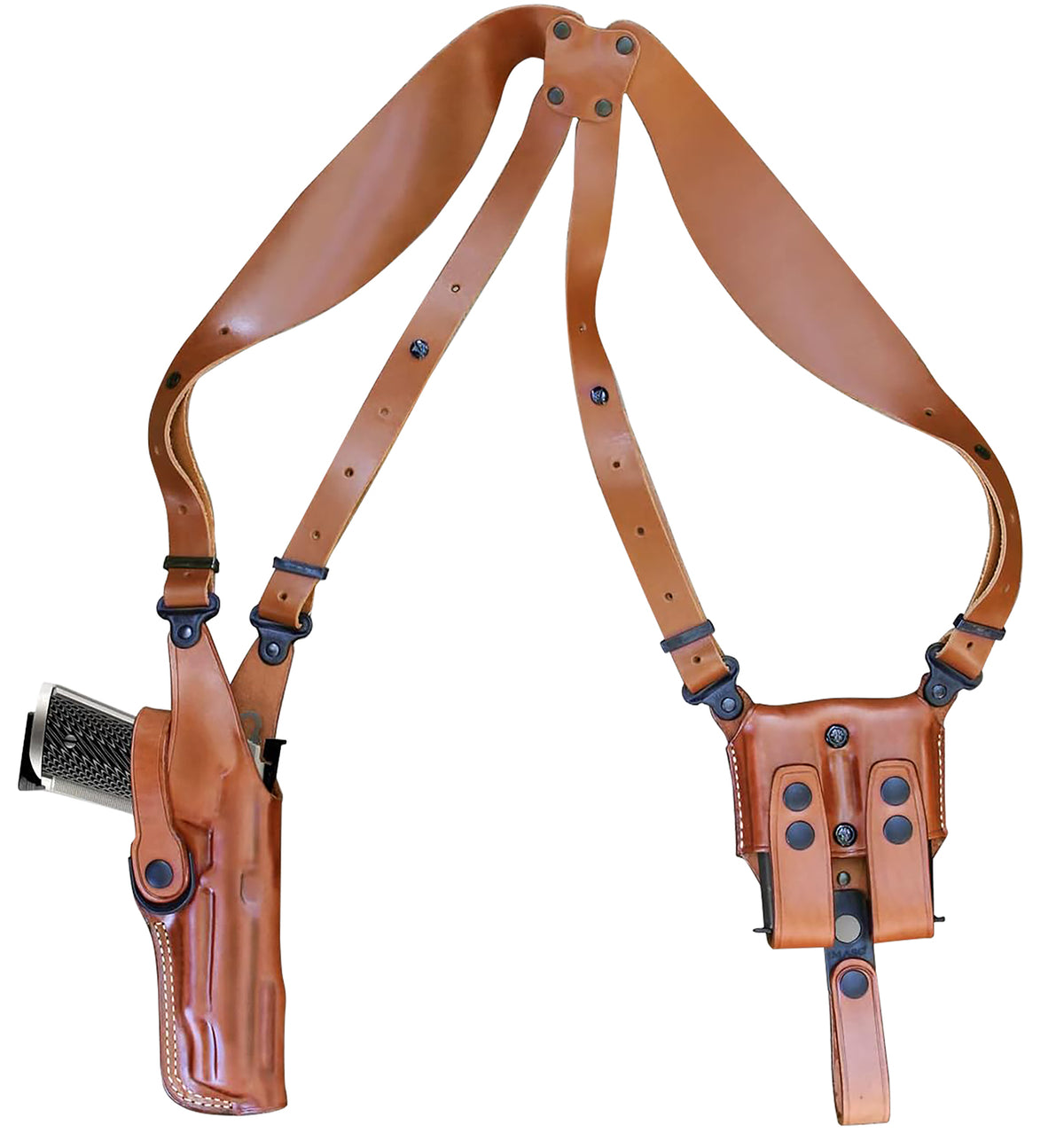 1791 Gunleather Optic Ready Shoulder Holster Vertical Brown Fits 1911 Right Hand
