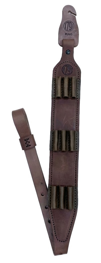 1791 Gunleather HNTASLRBRWA Hunt Ammo Sling Oiled Brown Leather Rifle Shell Carrier 32-37 in OAL