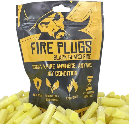 Black Beard Fire Starters PLUG Fire Plugs Windproof Waterproof Non-Toxic 50 Count