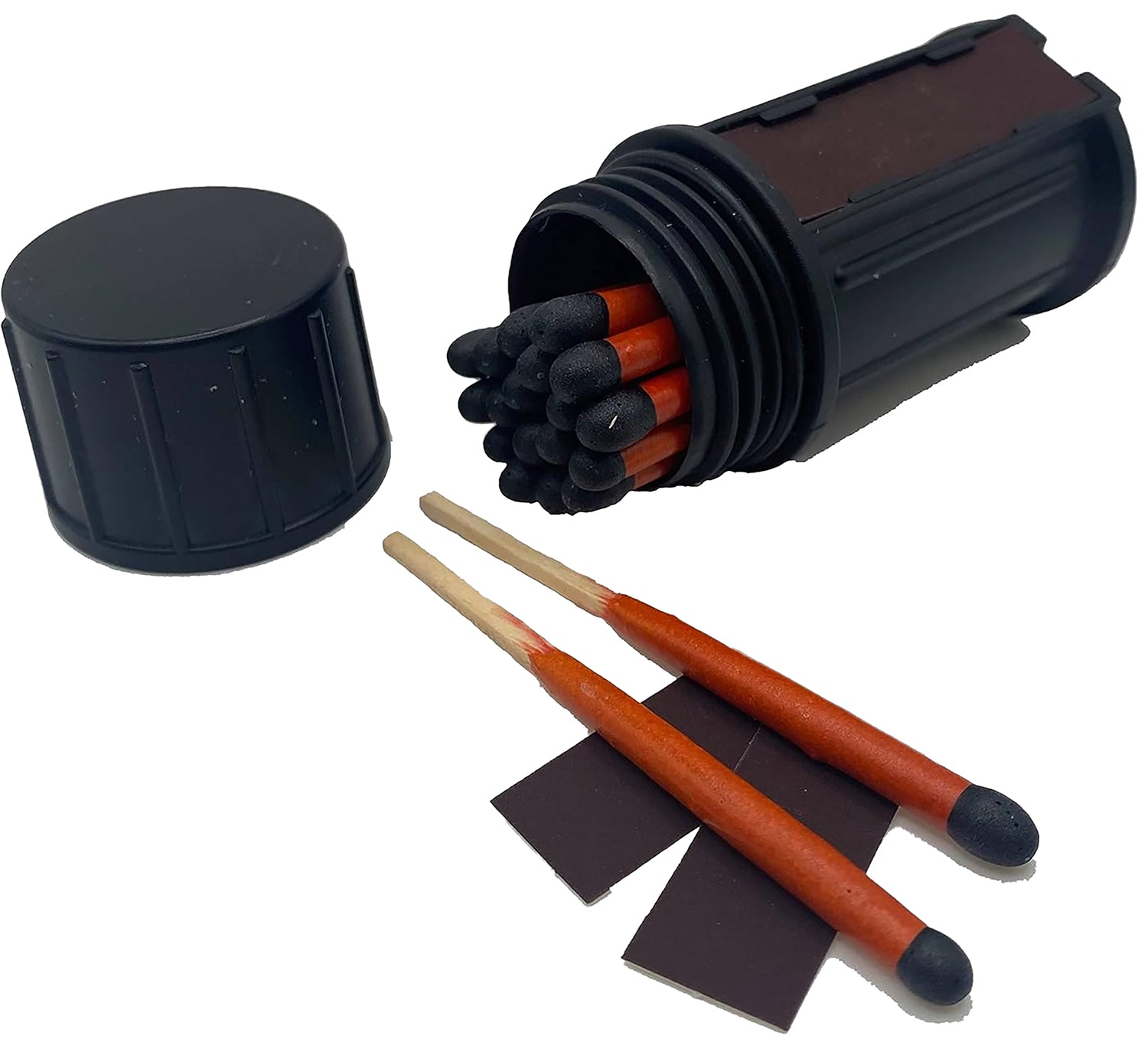 Black Beard Fire Starters MAT Stormproof Matches Black/Red 3" 20-Count Water & Wind Resistant