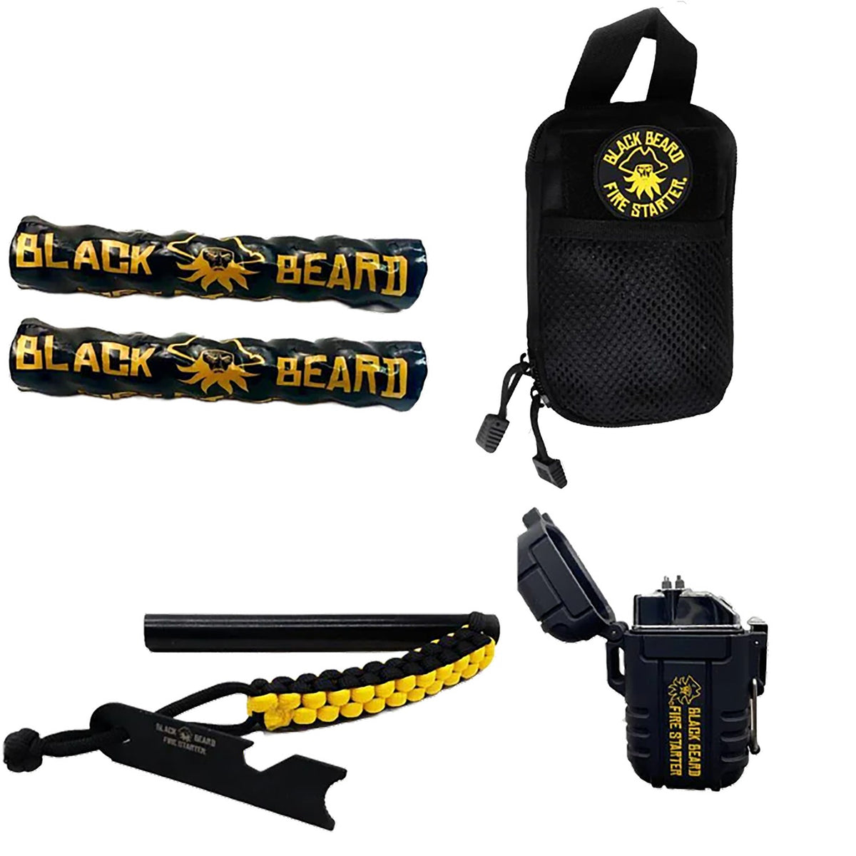 Black Beard Fire Starters SKB Ultimate Fire Kit with Ferro Rod Plasma Arc Lighter Organizer Case