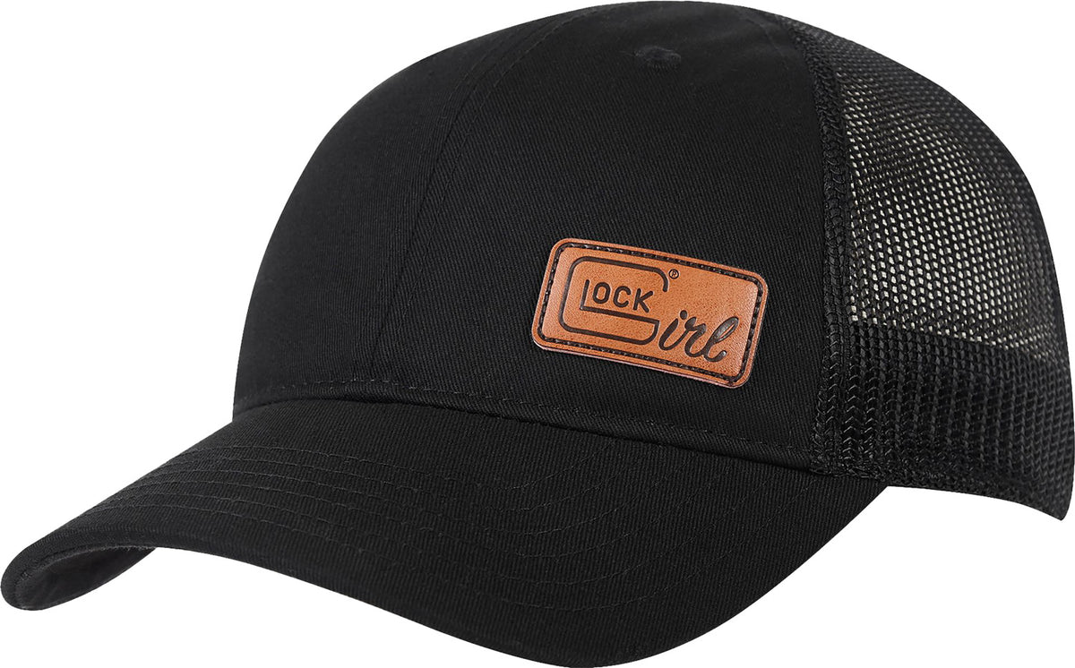 Glock Ponytail Hat Black with Leather Glock Girl Patch