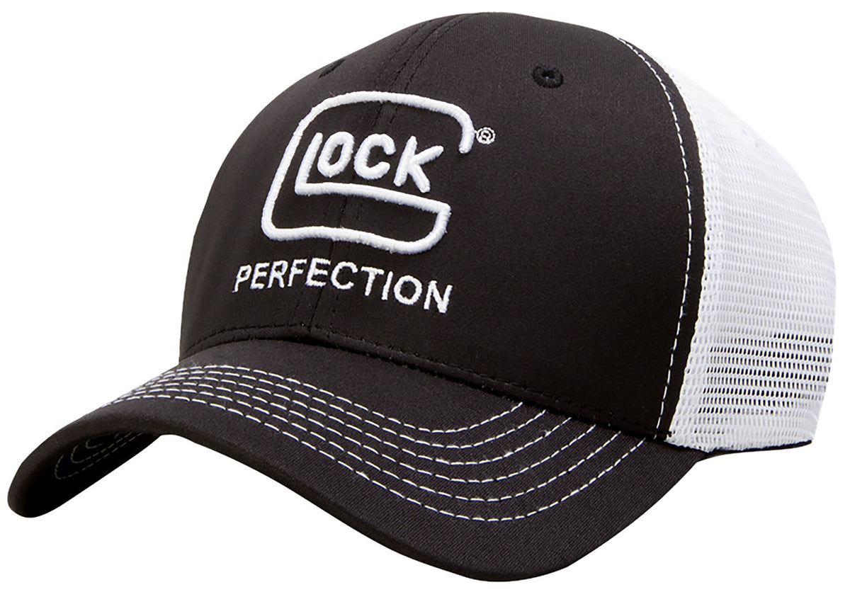 Glock Ranger Mesh Snapback Hat Black and White Perfection Logo