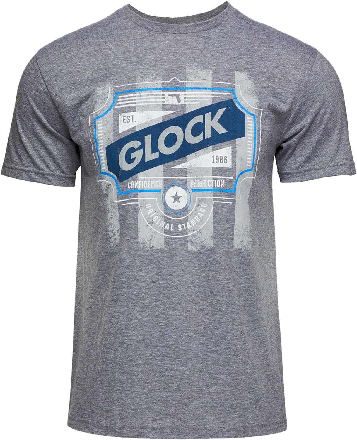 Glock Blue Line Gray Ringspun Cotton Polyester Short Sleeve T-Shirt Large