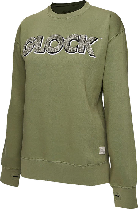 Glock AP96263 Chenille Raglan Pullover Fleece Olive Cotton/Polyester Long Sleeve XL