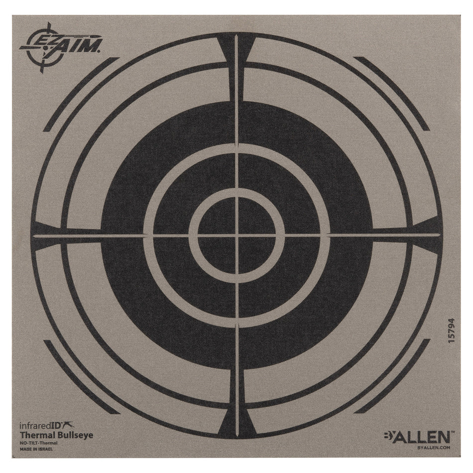 Allen 15794 Thermal Bullseye Paper Hanging Shooting Target 8" x 8" Black/Gray