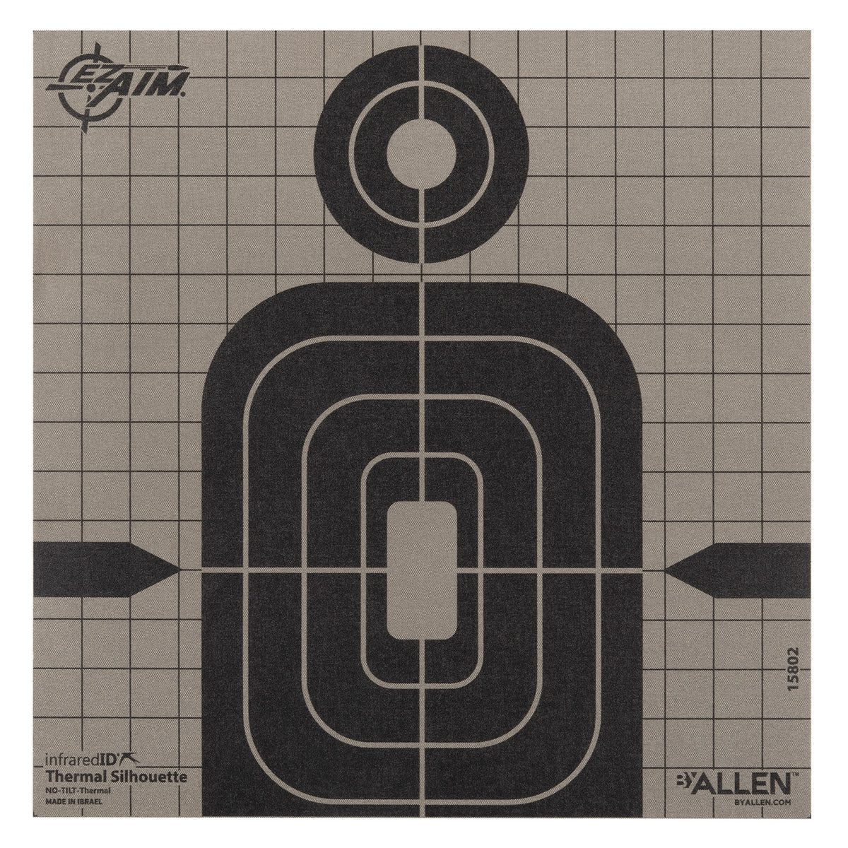 Allen 15802 Thermal Silhouette Paper Hanging Shooting Target 8" x 8" Black/Gray