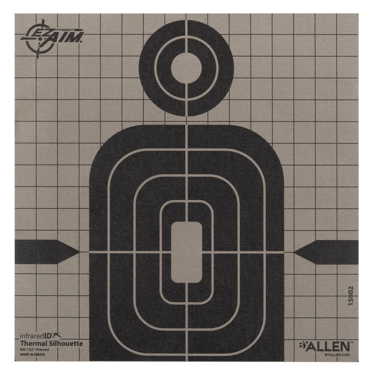 Allen 15802 Thermal Silhouette Paper Hanging Shooting Target 8" x 8" Black/Gray