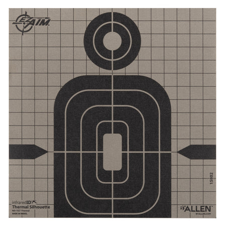 Allen 15802 Thermal Silhouette Paper Hanging Shooting Target 8" x 8" Black/Gray