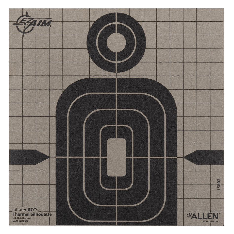 Allen 15802 Thermal Silhouette Paper Hanging Shooting Target 8" x 8" Black/Gray