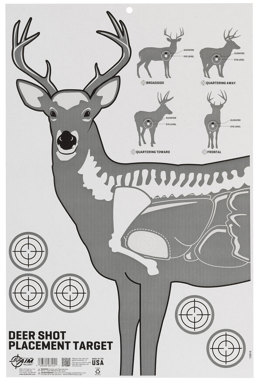Allen 15810 Deer Vitals Corrugated Paper Hanging Shooting Target 23" x 35"